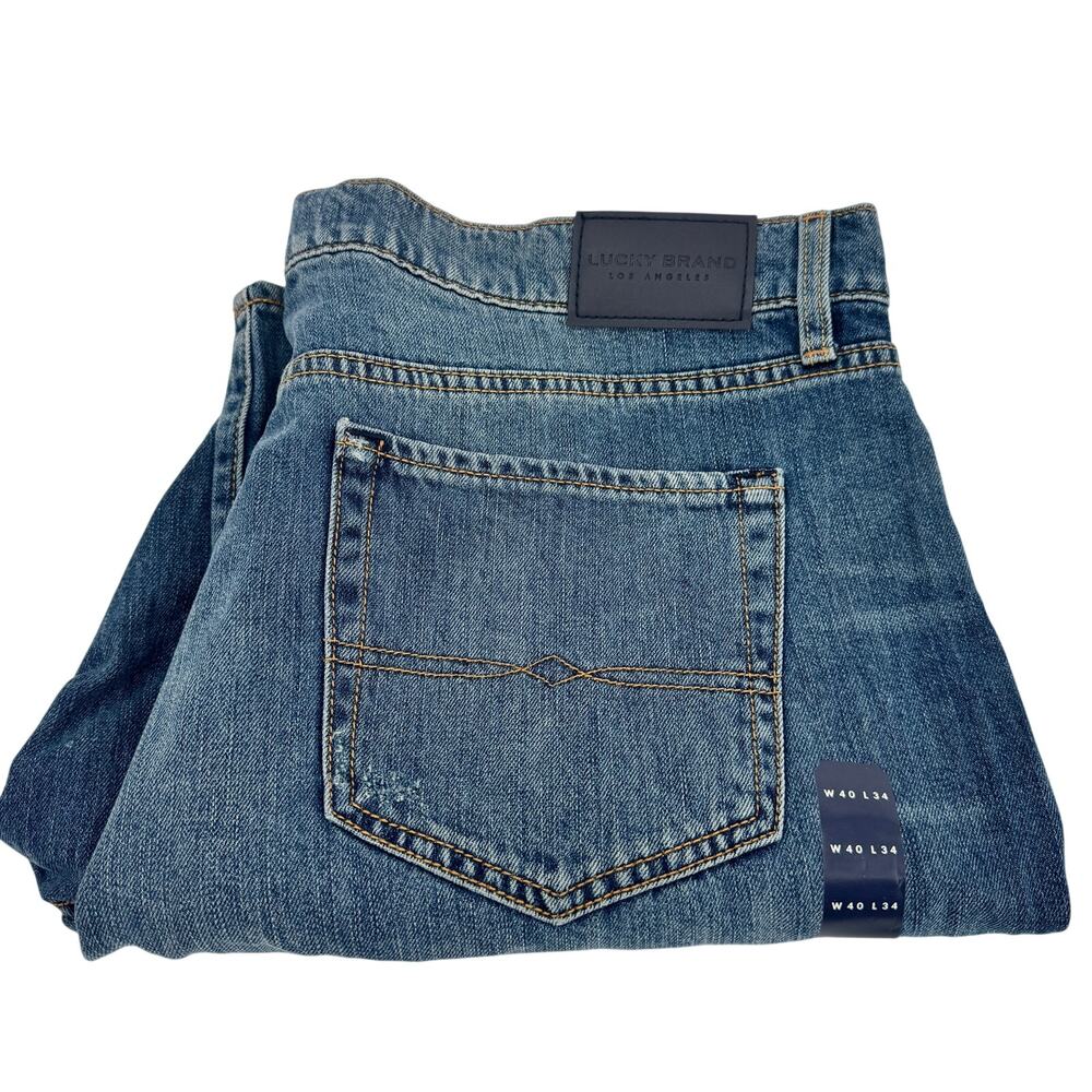 Lucky Brand Jeans Mens 40x34 (41x34 ACTUAL) 121 Slim Straight Blue Denim Stretch